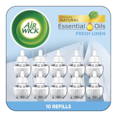 Air Wick RAC01924CT Fresh Linen Scented Oil Fragrance Diffuser Refill - 10/Pack