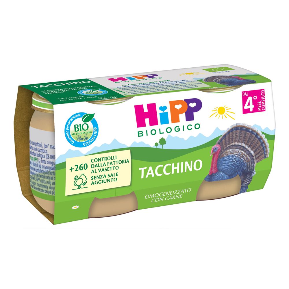 Hipp Bio Omogeneizzato Tacchino 2 Pezzi Da 80 G 160 g Pappa