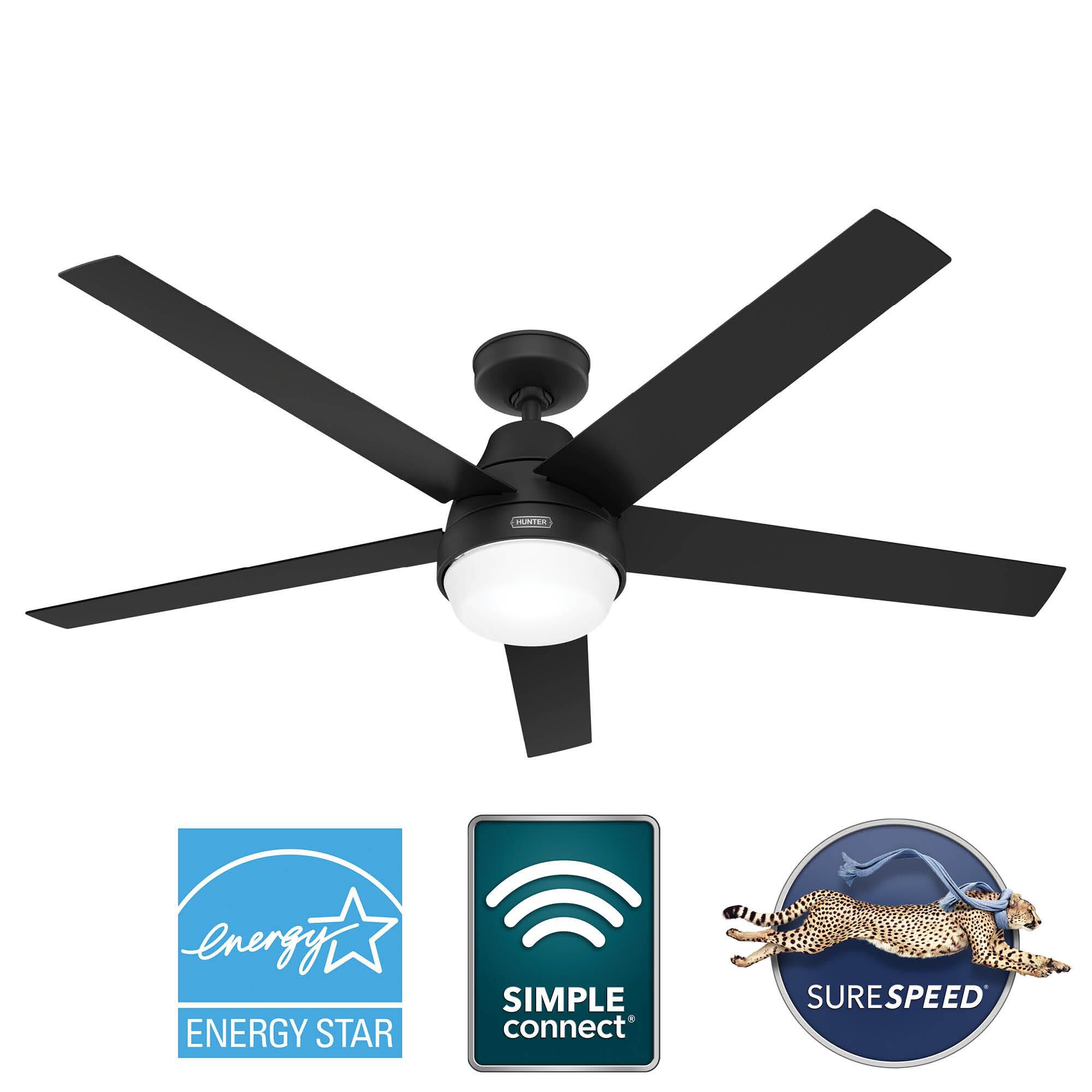 Hunter Fan Aerodyne 60 Inch Ceiling Fan with Light Kit - 52833