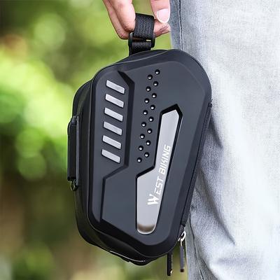TEMU 1 2.7l Large Capacity Black Hard Shell Bicycle Tail Bag - Tpu & Oxford Fabric, Quick-release Bag With Adjustable Bracket For Mtb & Road Bikes Image