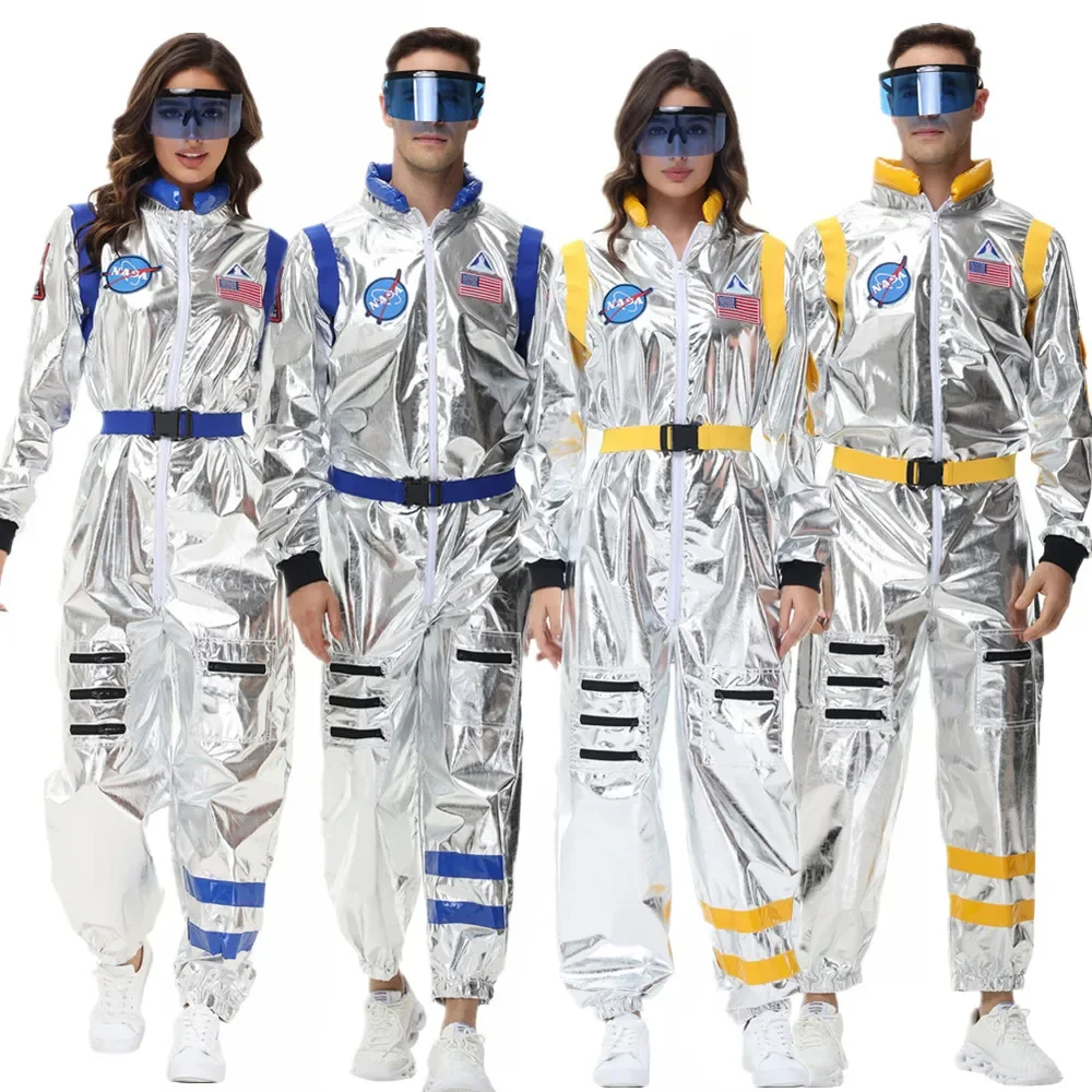 Halloween Erwachsene Silber Spaceman Kostüm für Frauen Männer Cosplay Astronaut Paare Karneval Party Uniform Anzug Image