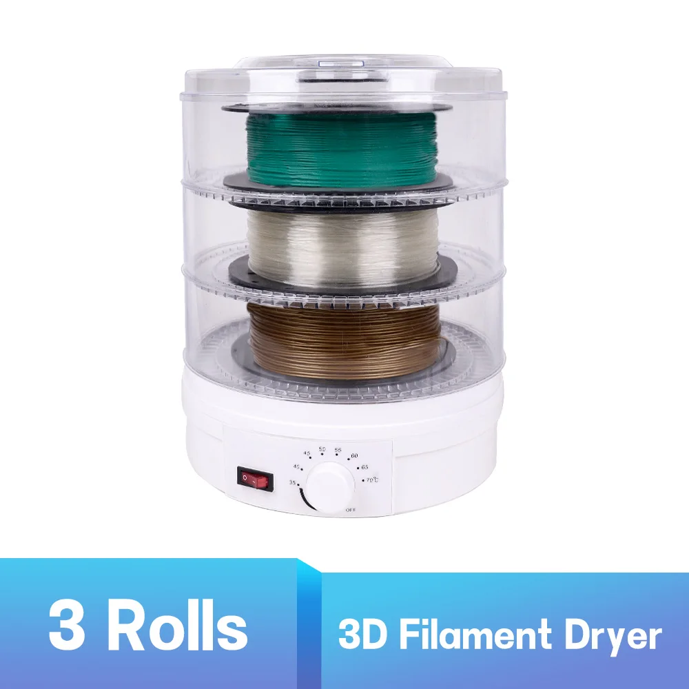 3 Rollen Filament-Dörrgerät Filamente Trocknerbox 360 ° Heißluftheizung für 1,75 mm/2,85 mm ABS PLA PETG TPU FDM Material 3D-Drucker Image
