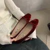 Neue Art Mode elegante Samt Ballerina Schuhe Frau Luxus Velours Ballerinas Damen Retro runde Zehen