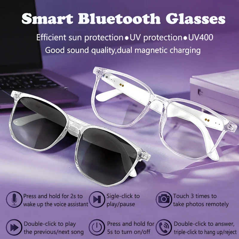 Intelligente Brille, Bluetooth-Sonnenbrille, Kopfhörer, UV400, polarisiert, Anti-Blaulicht-Linse, Fahrbrille, Freisprechanruf, Musikkamera Image