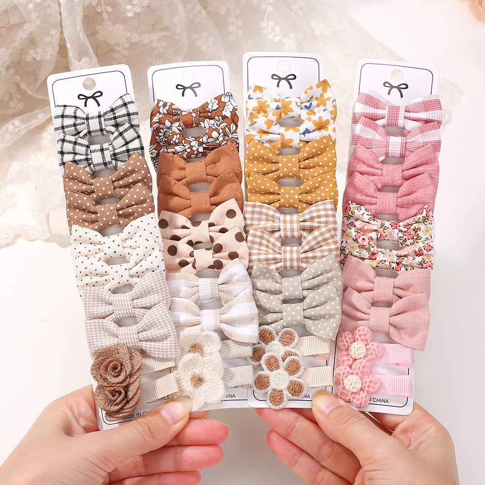 BABY BOWS 20 Teile/satz Handgemachte Stoff Gedruckt Haarspange Boutique Mini Boutique Pony Bogen Haar Clip Ins Daisy Hairgripes Image