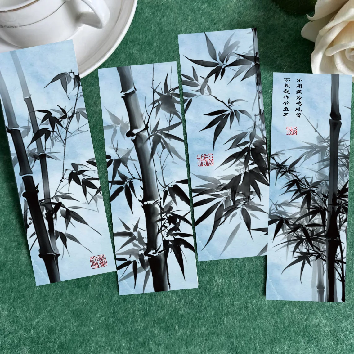 30 Stücke Tuschemalerei Bambus Schatten Tanzen Lesezeichen Alte Poesie Rezitation Künstlerische Dekoration Lesen Seite Student Kreative Geschenke