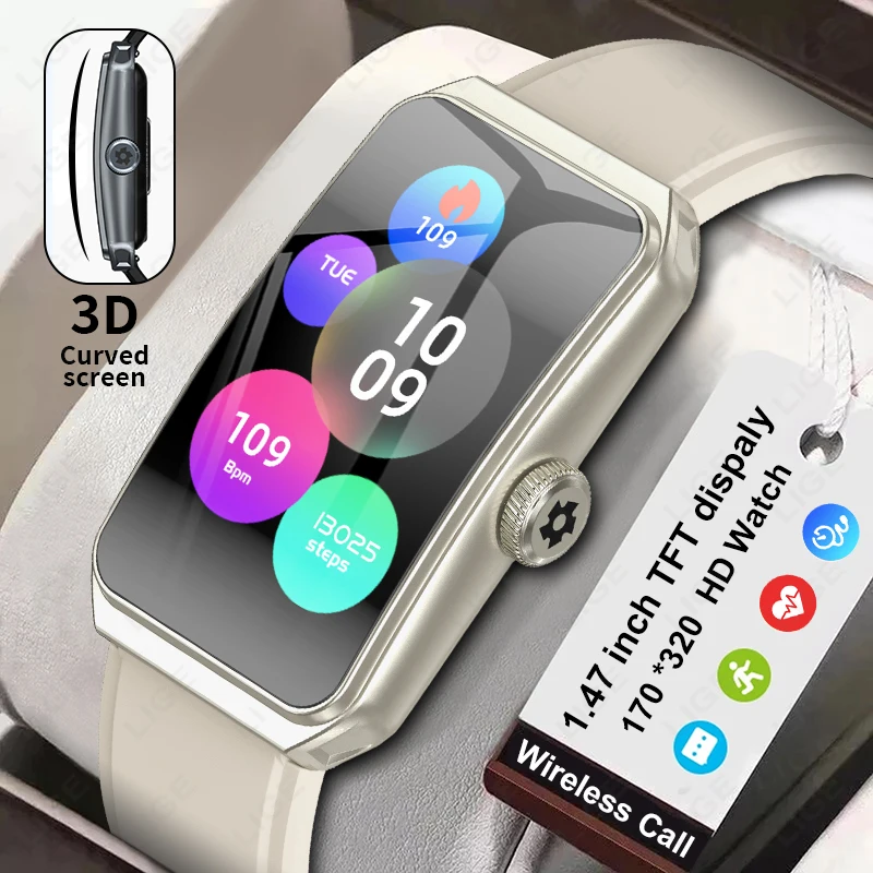 LIGE Original Smart Uhr Frauen Alle-tag Blut Sauerstoff Herz Rate Monitor 3D Bildschirm Smart Band Wasserdichte Sport Männer smartwatch Neue