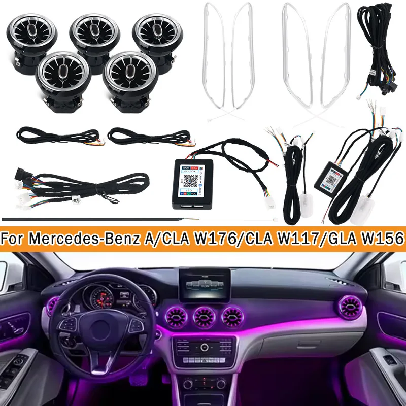 Für Mercedes-Benz A/CLA W176/CLA W117/GLA W156 13-18 12/64 farben Umgebungs Lichter Led Auto Air Vents Turbine Düse Dekorieren Lampe Image