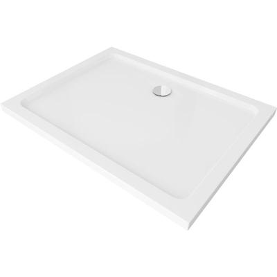 Flat rechteckige Duschwanne slim 80 x 70 cm, Weiß, Siphon Chrom - 40107080 - Mexen Image