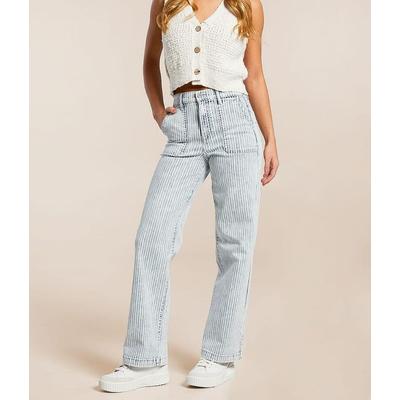 Striped Logan Dad Jean - Blue - Hidden Jeans Jeans