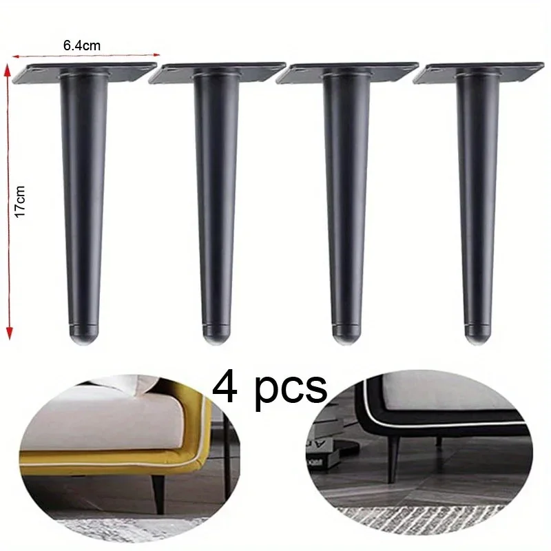 Pieds de Meubles Ronds et Élégants en Métal, Coniques, Style Moderne, Décoratifs, pour Armoire, Meuble TV, Placard, Table, Chaise, 4 Pièces
