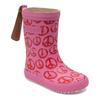 Gummistiefel BISGAARD "fashion Weite: normal", Kinder, Gr. 31, peace on earth pinky, Gummi, gemustert, casual, Schuhe, Matschstiefel mit Print, Größenschablone zum Download