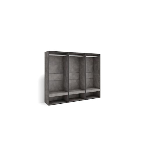 SKRAUT HOME Offener Kleiderschrank, Garderobe mit Einlegeböden, 180x35x145 cm, Schlafzimmer, Kleidung, Schuhe, Moderner Stil, Zementgrau - 439_7