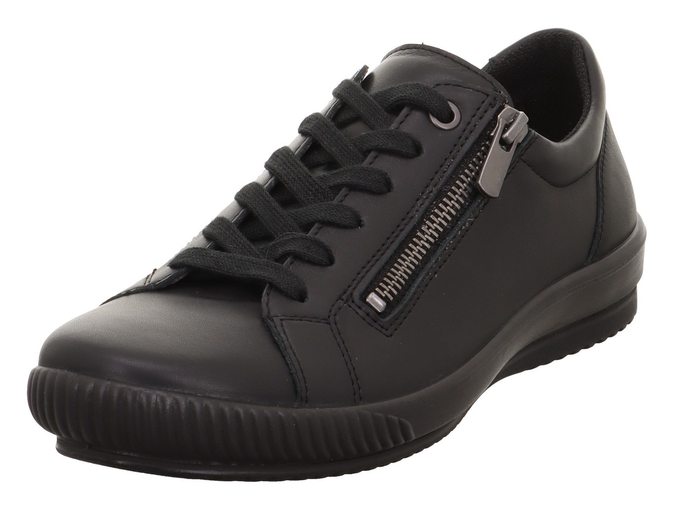Sneaker LEGERO "TANARO 5.0", Damen, Gr. 38, schwarz (schwarz (schwarz)), Nappaleder, unifarben, Schuhe Sneaker, Komfortschuh, Freizeitschuh, Schnürschuh mit Reißverschluss