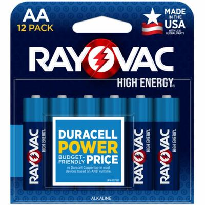 Rayovac Alkaline AA Batteries, 12/Pack (RAY81512T) Pack of 12 Rechargeable Batteries and Chargers