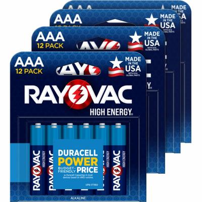 Rayovac High Energy Battery, AAA, 4/Carton (RAY82412TCT) Case of 4 Rechargeable Batteries and Chargers