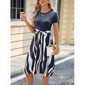 Damen Minikleid Sweatkleid A Linie Kleid Sportliches Kleid Brautkleider schlicht Urlaub Strasse Casual Regular Fit Graphic Kurzarm Rundhalsausschnitt Schwarz Wein Marineblau Himmelblau Sommer