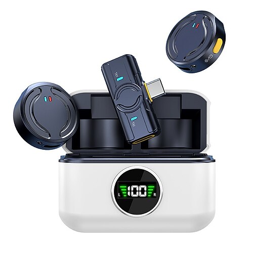 Neues kabelloses Ansteckmikrofon Q81 von einem bis zwei mit Ladekoffer, Douyin-Liveübertragung, intelligente Rauschunterdrückung, kabelloses Mini Image