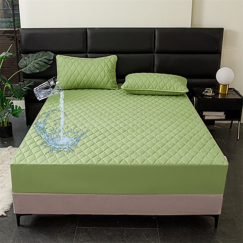 Queen Volle King Schutzbettbezug Wasserdichter Matratzenprotektor Gequilteter Matratzenauflage Bettprotektor Dickes Bettbezug Rutschfest Passendes Bettlaken mit tiefem Pocket Geräuschlos Hypoallergen Image