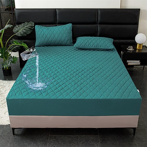 Queen Volle King Schutzbettbezug Wasserdichter Matratzenprotektor Gequilteter Matratzenauflage Bettprotektor Dickes Bettbezug Rutschfest Passendes Bettlaken mit tiefem Pocket Geräuschlos Hypoallergen Image