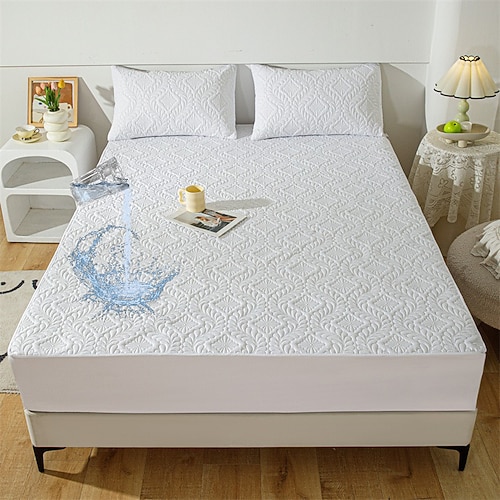Queen Volle King Schutzbettbezug Wasserdichter Matratzenprotektor Gequilteter Matratzenauflage Bettprotektor Dickes Bettbezug Rutschfest Passendes Bettlaken mit tiefem Pocket Geräuschlos Hypoallergen Image