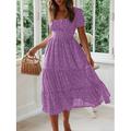 Damen Midikleid Corsagenkleider A Linie Kleid Milchmädchen-Kleid Kleid mit Puffärmeln Stilvoll Brautkleider schlicht Urlaub Täglich Regular Fit Graphic Kurzarm Quadratischer Ausschnitt Rosa