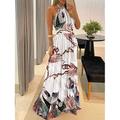 Damen Maxidress Casual kleid Corsagenkleider A Linie Kleid skims dress Stilvoll Brautkleider schlicht Urlaub Täglich Regular Fit Blumen Leopard Punkt Ärmellos Halfterhals Dunkel Braun Schwarz Gelb