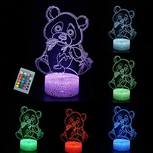 Riesenpandabär 3D-Illusionslampen 16 Farbwechsel-Touch-Tisch Schreibtisch LED-Nachtlicht tolle Geschenke für Kinder Image