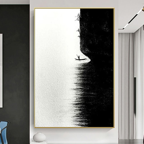 Mintura handgefertigte Meereslandschafts-Ölgemälde auf Leinwand, Wandkunst, Dekoration, modernes abstraktes Strukturbild für die Inneneinrichtung, gerolltes, rahmenloses, ungedehntes Gemälde Image