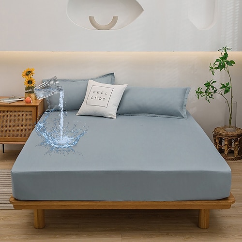 Queen Voll König Schutzbettbezug Wasserdichter Matratzenschoner Fitted Wasserdichtes Blatt Bettprotektor Matratzenbezug 360°All-Paket Tiefe Tasche Ultra-weiches Spannbettlaken Atmungsaktiv Image