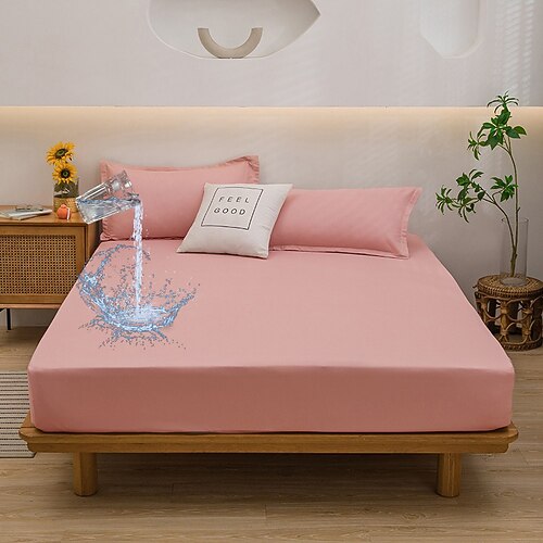 Queen Voll König Schutzbettbezug Wasserdichter Matratzenschoner Fitted Wasserdichtes Blatt Bettprotektor Matratzenbezug 360°All-Paket Tiefe Tasche Ultra-weiches Spannbettlaken Atmungsaktiv Image