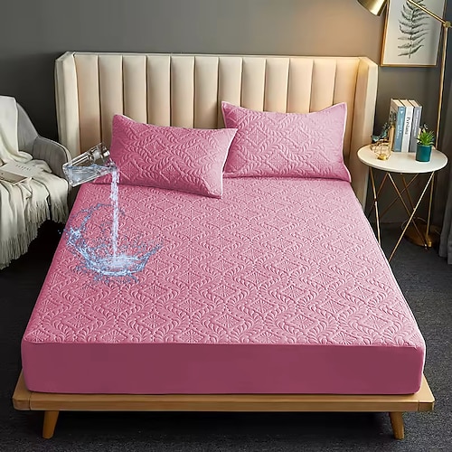 Queen Voll König Schutzbettbezug Wasserdichter Bettprotektor Schutzmatratzenbezug Schutzauflage mit Riemen Atmungsaktiv Weich Schmutzdicht Bettmatratzenbezug Hautfreundlich Matratzenauflage Waschbar Image