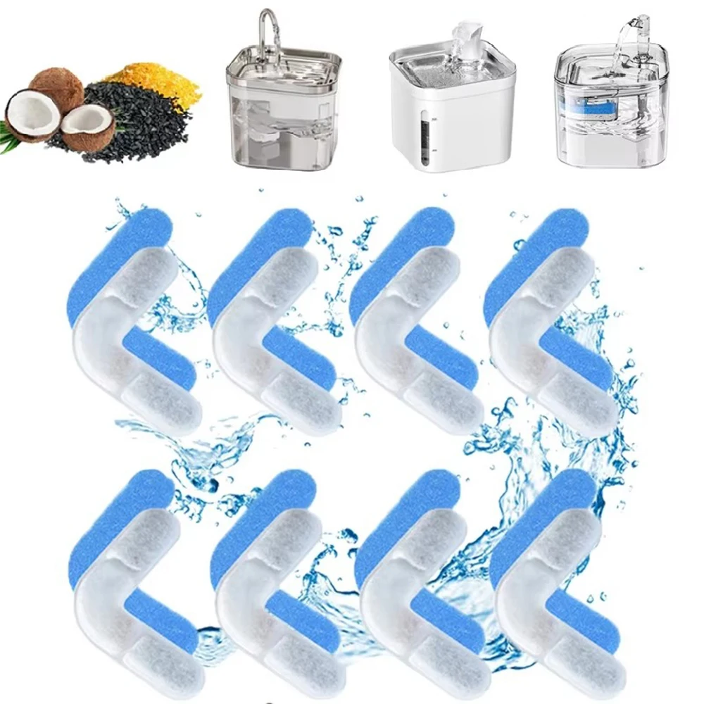 Cat Water Fountain Filter Replacement pet Fountain Filter L-Shaped Washable Animal Water Fountain Filter for Square Cat Fountain