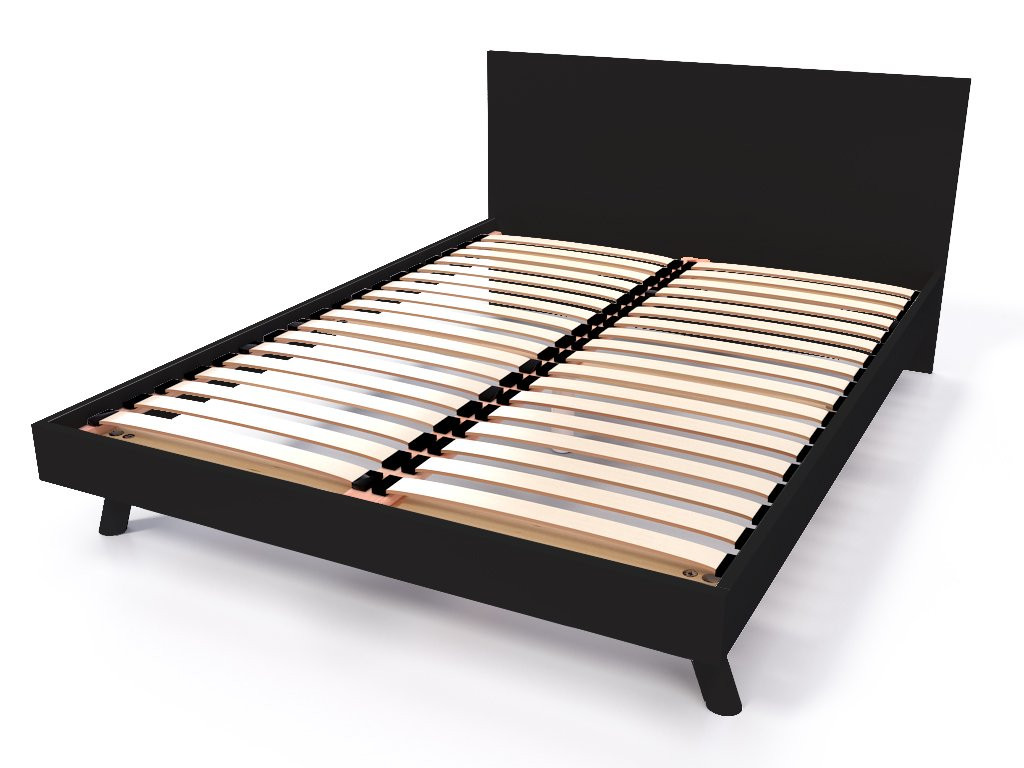Lit scandinave viking 160x200 en bois massif - Noir