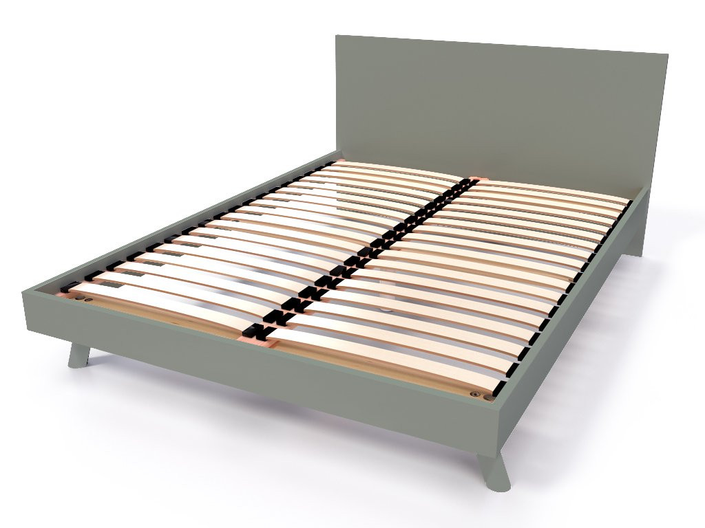 Lit scandinave viking 140x200 en bois massif - Gris