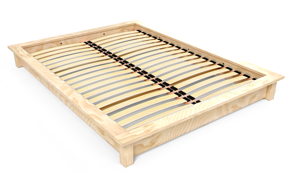 Lit futon Solido 140x190 en bois massif - Vernis Naturel