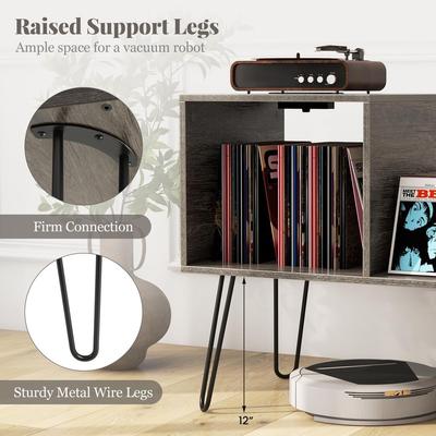 Record Player Stand with Charging Station