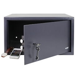 HMF 49204-11 Safe Tresor mit Schlüssel, Möbeltresor passend für Laptop und Ordner | 45 x 25 x 36,5 cm | Anthrazit Image