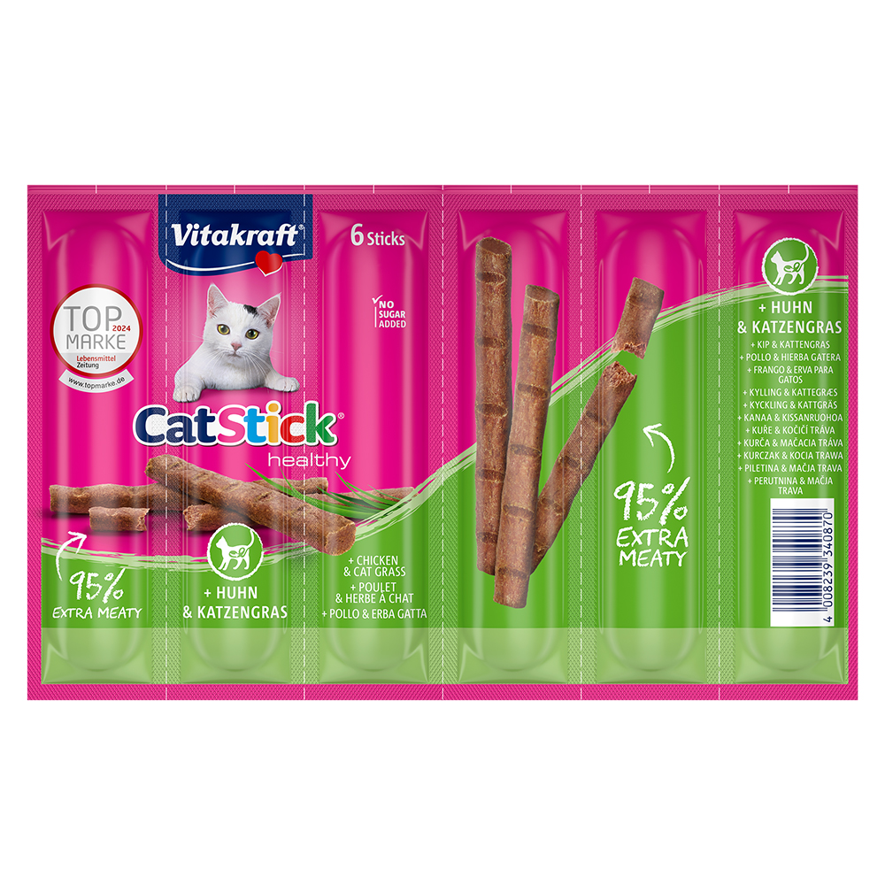 6x6g Chicken & Cat Grass Vitakraft Mini Cat Sticks