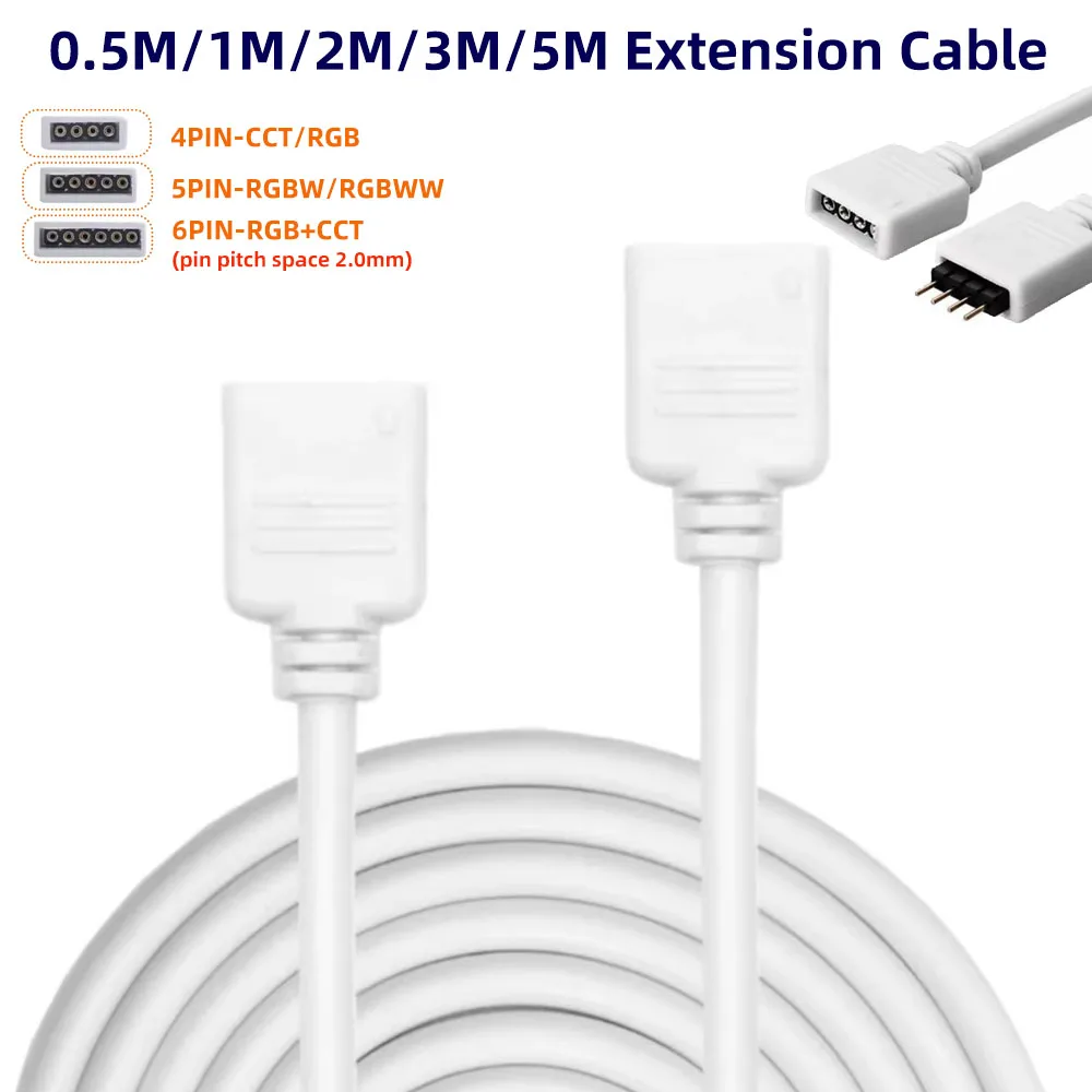 LED-Streifen 4PIN 5PIN 6PIN Verlängerungskabel 0,5 m 1 m 2 m 3 m 5 m Buchse mit Pin-Adapter für SMD5050 3528 RGB RGBW RGB+CCT Image