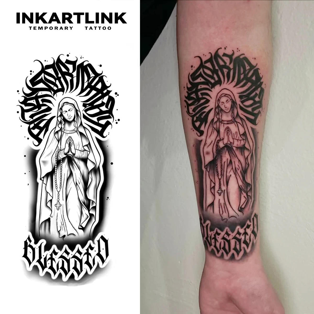 Gesegnetes und göttliches temporäres Tattoo, hält bis 15 Tage lang, magischer, wasserfester, semi-permanenter Aufkleber mit neuer Technologie Image