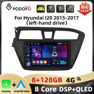 Podofo 2Din WIFI 4G Car Stereo For Hyundai I20 2015-2017 Multimedia Player AI Voice 8Core Carplay Android Auto DSP GPS Car Audio