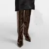 Echtes Leder Western Chelsea Kniehohe Stiefel Frauen Schuhe INS Marke Schwarz Weiß Hohe Lange