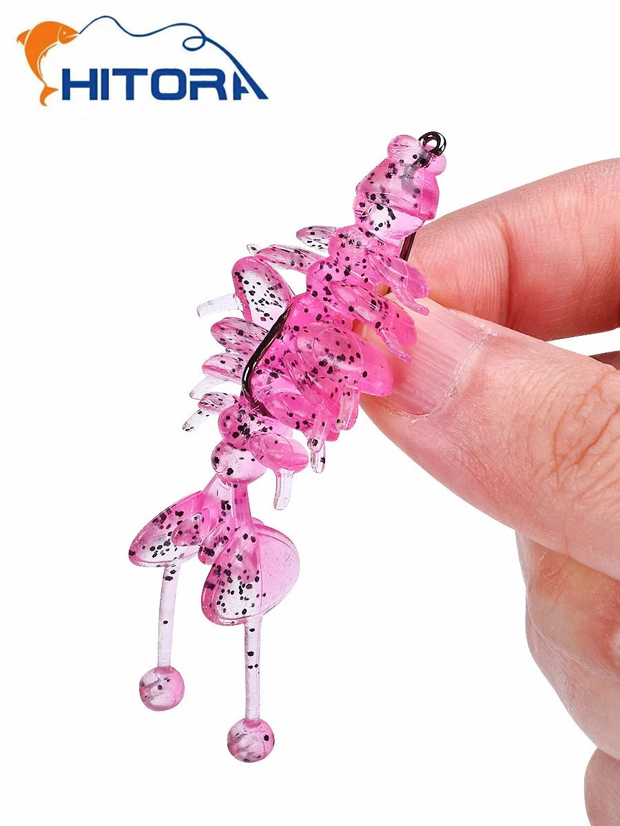 Angelköder, weicher Wurm, 10 Stück, schwimmende Garnelen, TPE, hohe Elastizität, künstlicher Wobbler, Silikonköder für Hechtbarsch, Barsch, Meeresgerät Image