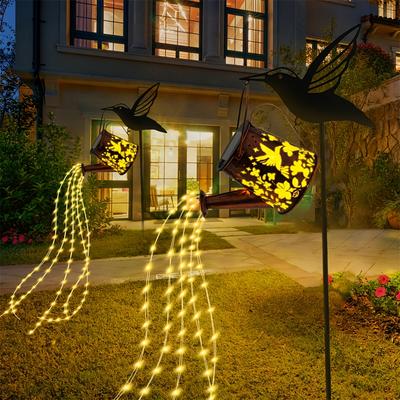 TEMU 2pcs Solar Powered Hummingbird Kettle Lantern, Retro Metal Solar Garden Light, 36led Solar Fairy Light&warm White Light, For Courtyard, Festival, Party, Wedding Decoration Image