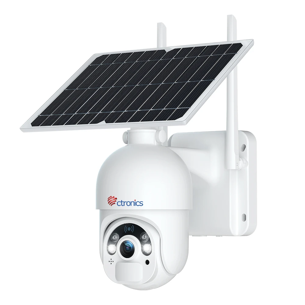 Ctronics 2K 4MP Solare 8W 10000mAh Telecamera di sorveglianza WiFi Telecamera IP wireless esterna Visione notturna Rilevazione umana Audio bidirezionale
