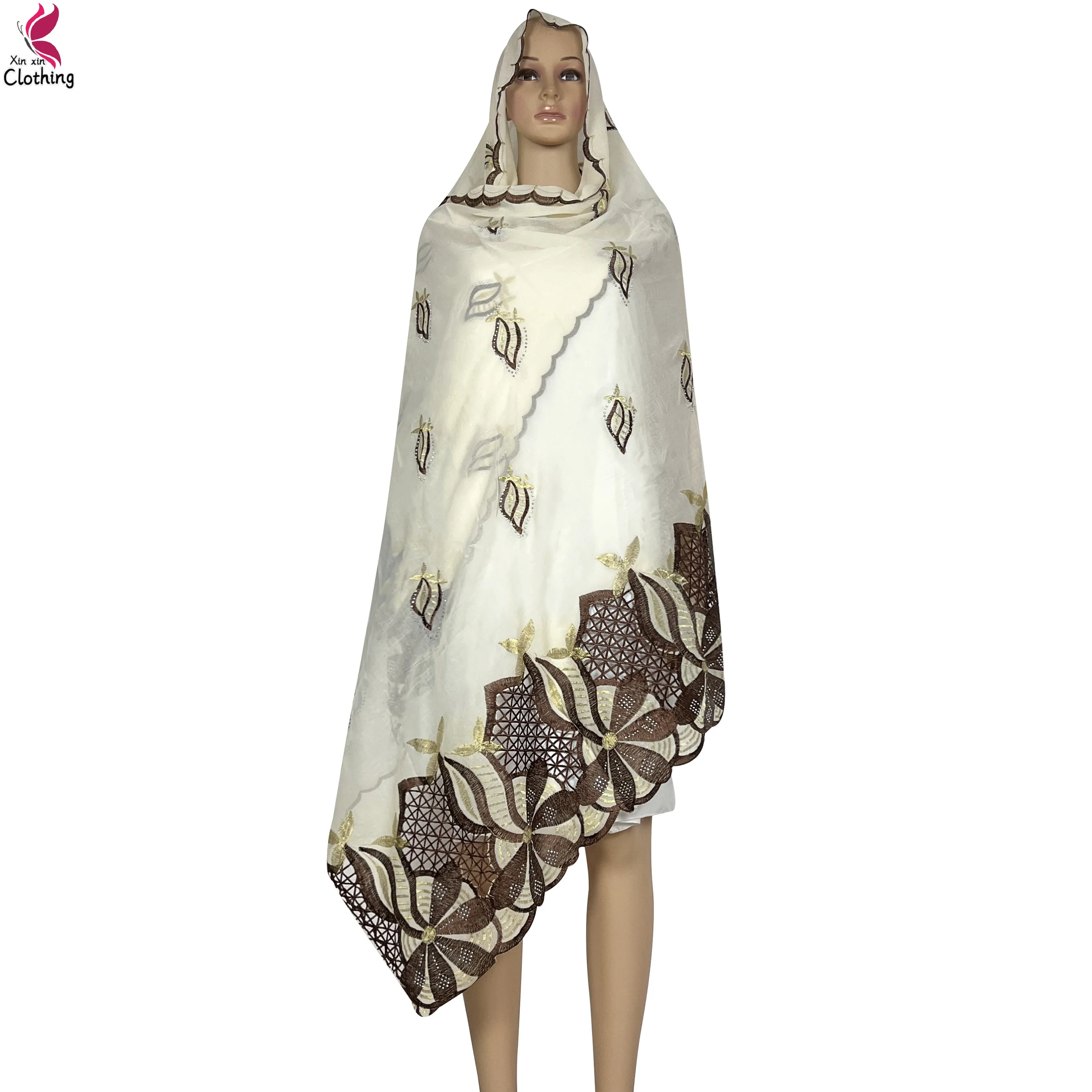 2024Ultime donne africane Materiale chiffon di alta qualità Sciarpa morbida Modello Design Musulmano Ricamo Hijab Dubai Islam Sciarpa delle donne