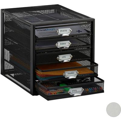 Relaxdays - Schubladenbox, 5 Schubfächer, für Din A4 Dokumente, Ordnungssystem für Schreibtisch, Image