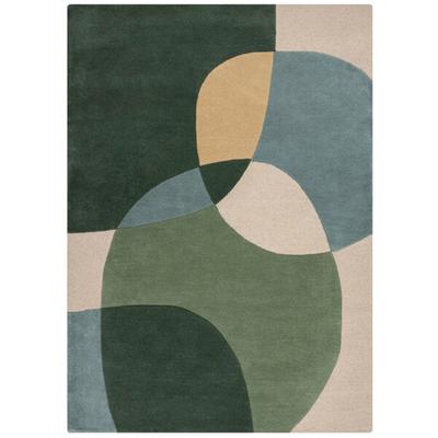 Wollteppich FLAIR RUGS "Glow", grün, B:160cm H:8mm L:230cm, Wolle, Teppiche, fußbodenheizungsgeeignet, mit Hoch-Tief-Effekt, gemustert Image