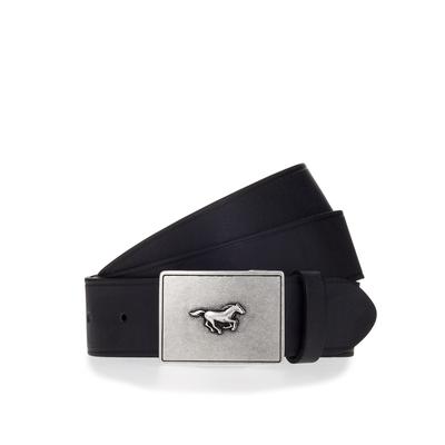 Koppelgürtel MUSTANG, Damen, Gr. 115, schwarz, Rindsleder, unifarben, klassisch,casual, Gürtel, Mit charakteristischer Koppelschließe, im Vintage-Look, 4 cm Image